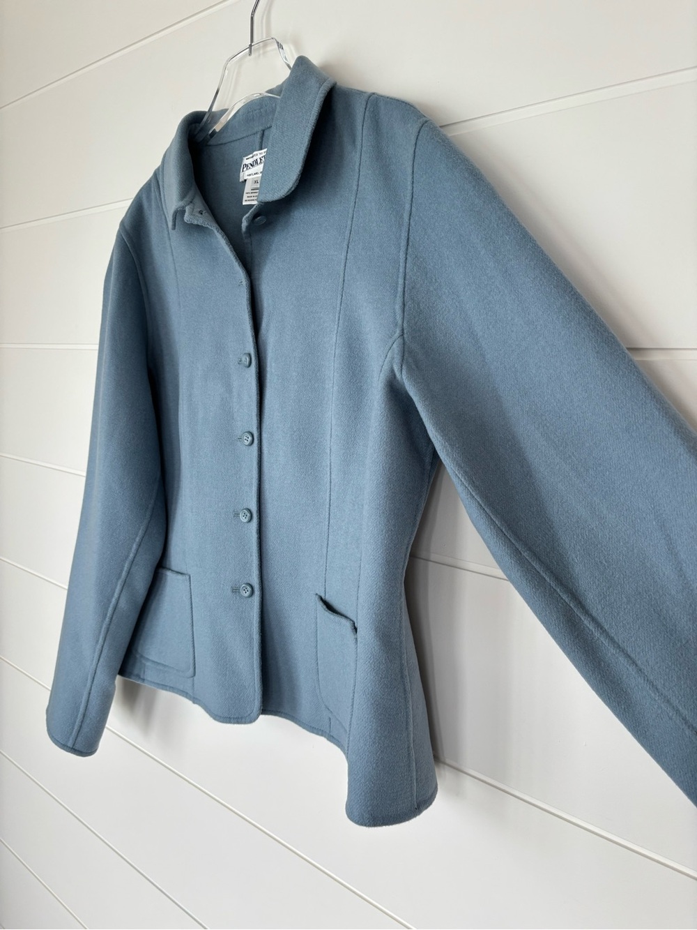 Vintage Pendleton Light Blue Merino Wool Button Front Coat Size Extra Large - Picture 9 of 14